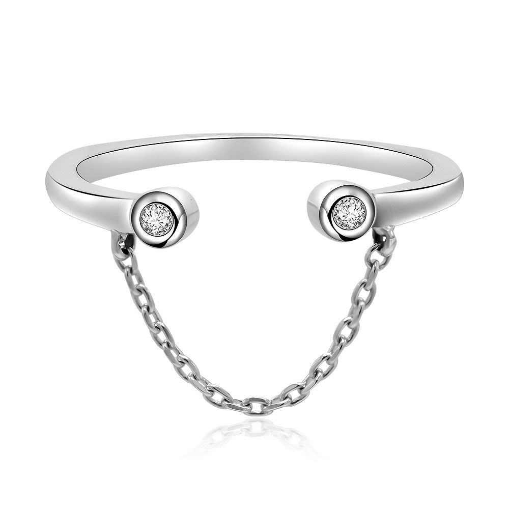 CZ Dangling Chain Ring